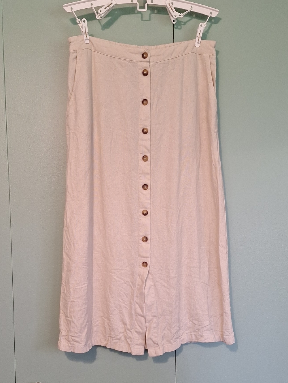 Hunter And Brown Cream Button Front Skirt Size Medium